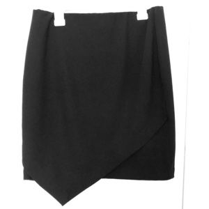 Black asymmetrical mini skirt